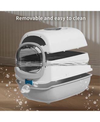 Penguin-Shaped Enclosed Cat Litter Box