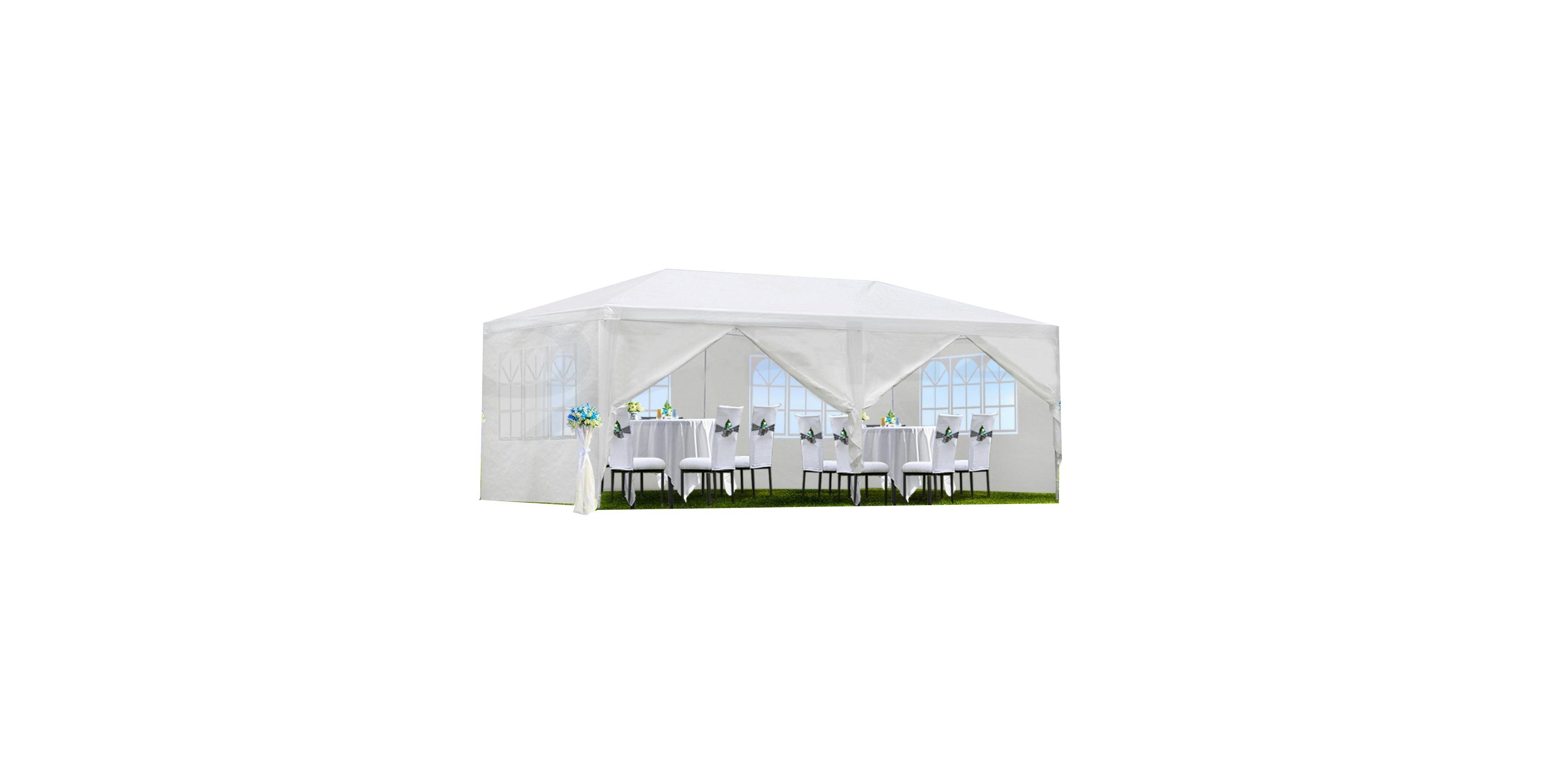 Flynama 10x20 Ft Outdoor Wedding Party Canopy Tent with 6 Removable Sidewalls Ropes and Stakes for Events Gatherings