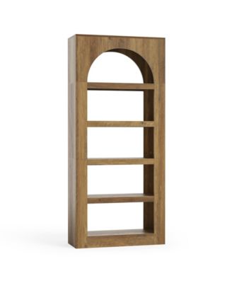 70.8 Inches Modern Wooden Bookcase, 5-Tier Arched Bookshelf,Open Display Storage Shelf Organizer