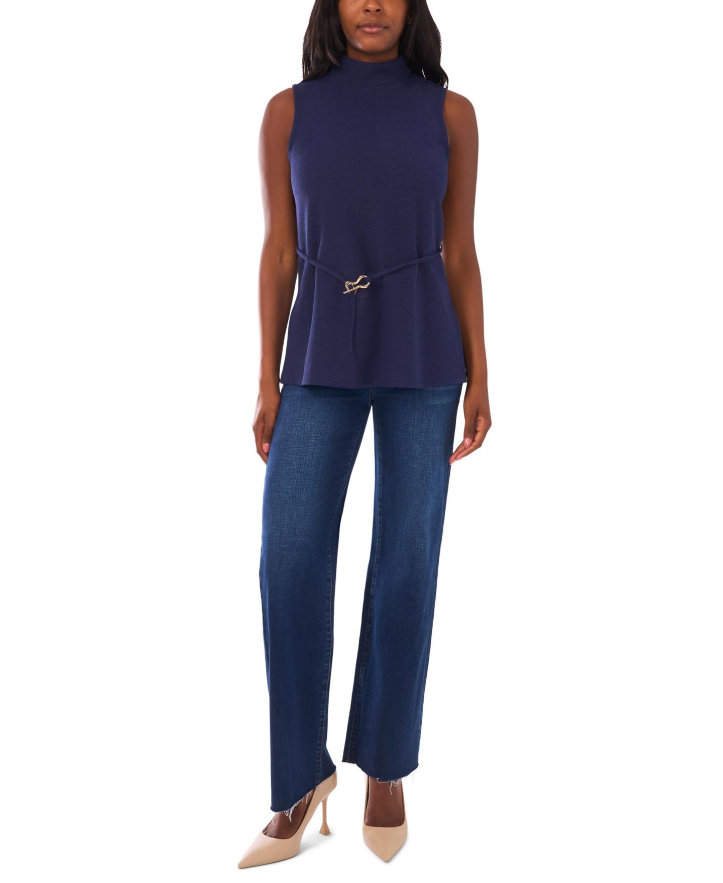 Женский топ Vince Camuto Mock Neck Sleeveless, цвет: Classic Na — фото 3