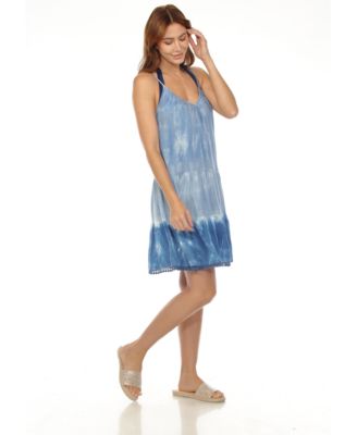 Women's Spaghetti Strap Tiered Short Swim Dress