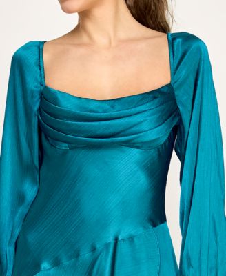 Juniors' Chiffon Cowl Neck Flutter Skirt Short Dress