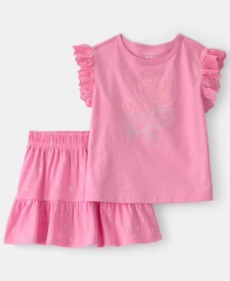 Girls' Toddler 2T-5T Floral Short-Sleeve Top and Skort, 2-Piece Set