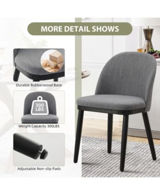 Modern Wooden Dining Chairs Set, Fabric Upholstered High Back Deep Seat Kitchen & Dining Room Chairs