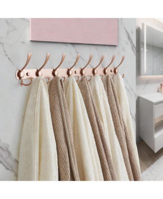 Heavy Duty 29.5" Long 8-Triple Hooks Coat Rack, Rose Gold