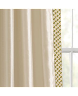 Lush Decor Luxury Mid Century Geo Faux Silk Jacquard Border Window Curtain Panel Wheat/Green Single 52x84