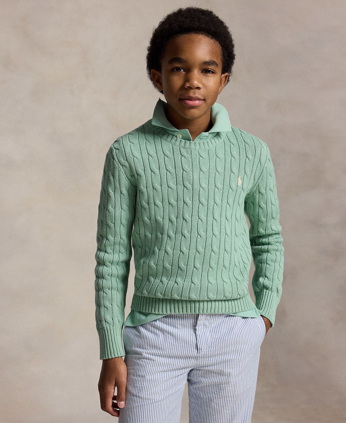 Polo Ralph Lauren Boys' 8-20 Cable-Knit Rib Cuff Sweater