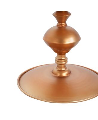 Small Round Gold End Table, 29.3" Height, Vintage Metal Accent