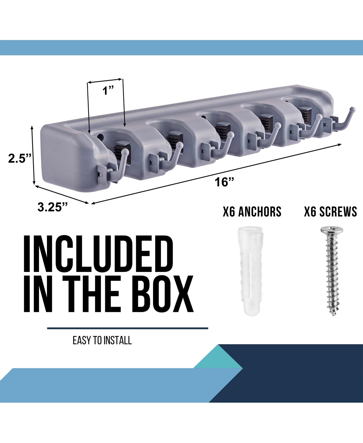 Sorbus 2 Pack 16 Inch Wall-Mounted Garage & Garden Tool Organizer - Holds Up to 11 Items - Ideal for Garage, Shed, Garden