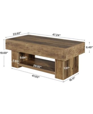 47-Inch Rustic Wood Center Table for Living Room