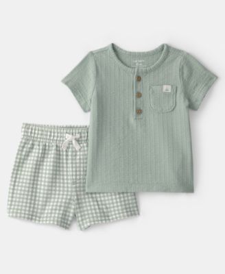 Baby Boys' Gingham Top and Shorts, 2-Piece Set