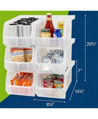 Large Stackable Storage Bins for Organizing Cabinets, Pantry, Closet, Garage, and Office 6-Pack