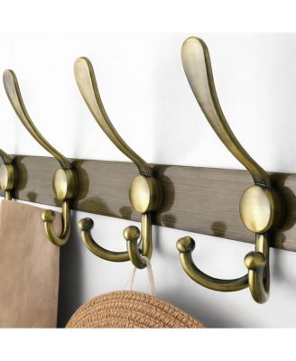 Heavy Duty 5-Tri Hook Wall Rack, Stainless Steel Rail, Bronze Finish