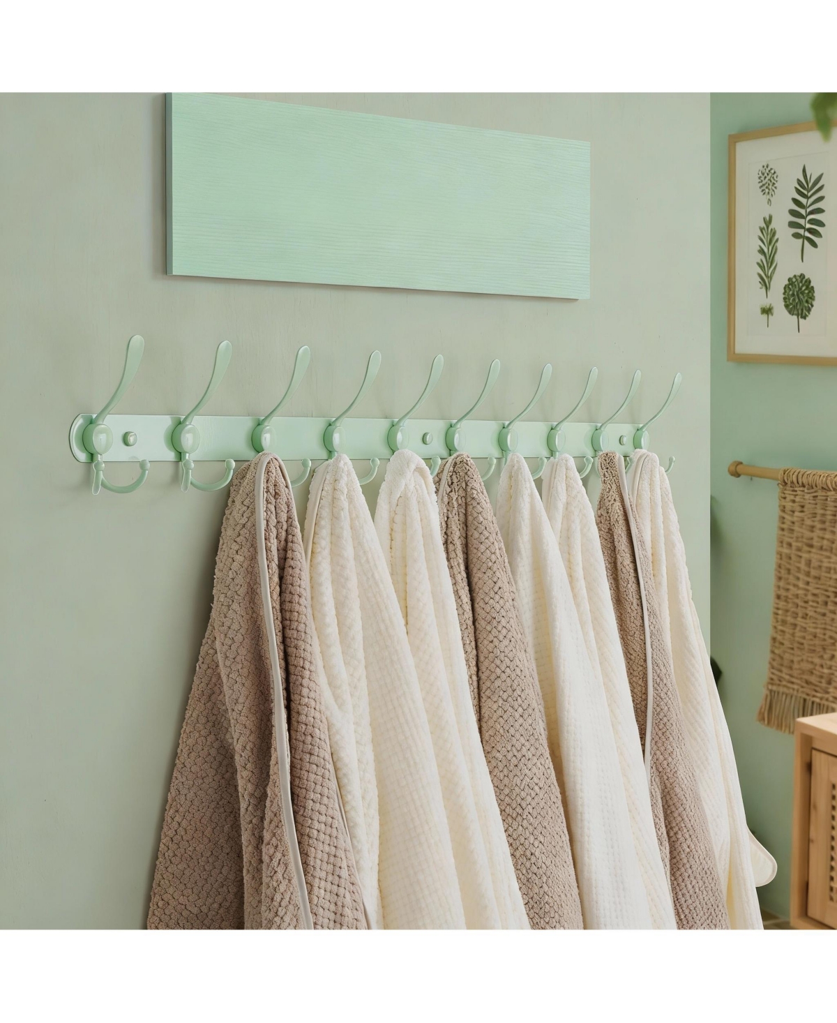 Yigii Heavy Duty 38" Coat Rack with 10 Tri-hooks for Mudroom, Entryway