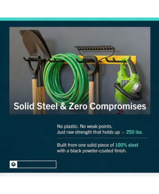 Wall-Mounted Tool Rack - 4 Hooks, Heavy-Duty Steel, 250lb Capacity, Easy Install