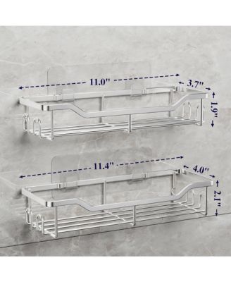 Stainless Steel Adhesive Shower Caddy, 2-Pack, Rustproof, 8 Hooks, No Drill