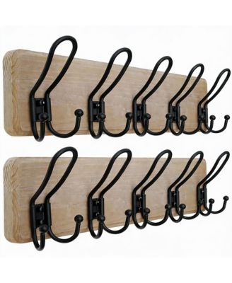Heavy Duty Rustic Wall Coat Rack with 5 Hooks, Weathered