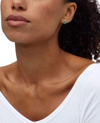 Sapphire (1-3/4 ct. t.w.) & Diamond (1/10 ct. t.w.) Drop Earrings in 10k White Gold (Also Available in Emerald, Ruby)