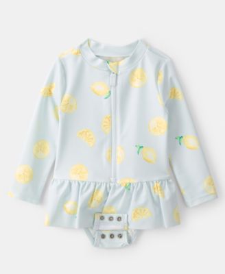 Baby Girls' One-Piece Lemon Rashguard Swimsuit