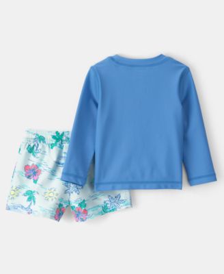 Baby Boys' Tropical Beach Rashguard Trunk, 2-Piece Set