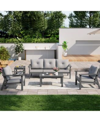 7-Piece HDPE Patio Conversation Seating Set with Cushions