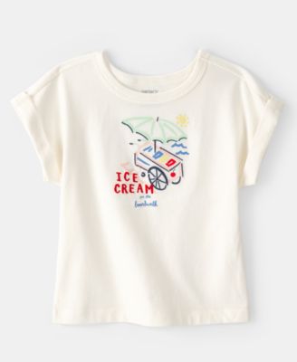 Girls' Toddler 2T-5T Ice-Cream Print Short-Sleeve Top