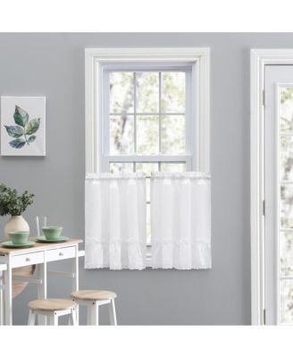 Madelyn Ruflled Victorian 1.5" Rod Pocket Window Curtain Tiers 82"x36" White