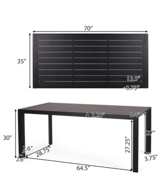 7 Pieces Outdoor Modern Metal and Polypropylene Dining Set with Stackable Chair, Black