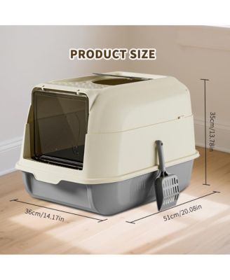 Double-Door Cat Litter Box, Easy In & Out – Grey