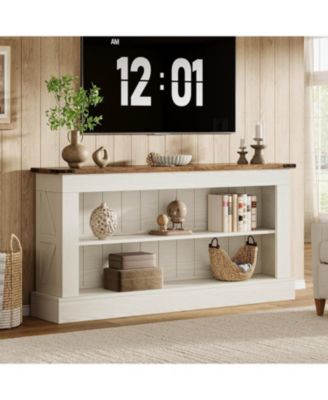 Farmhouse TV Stand for 70-Inch TV, 63" Entertainment Center with Storage, Modern Media Console Table