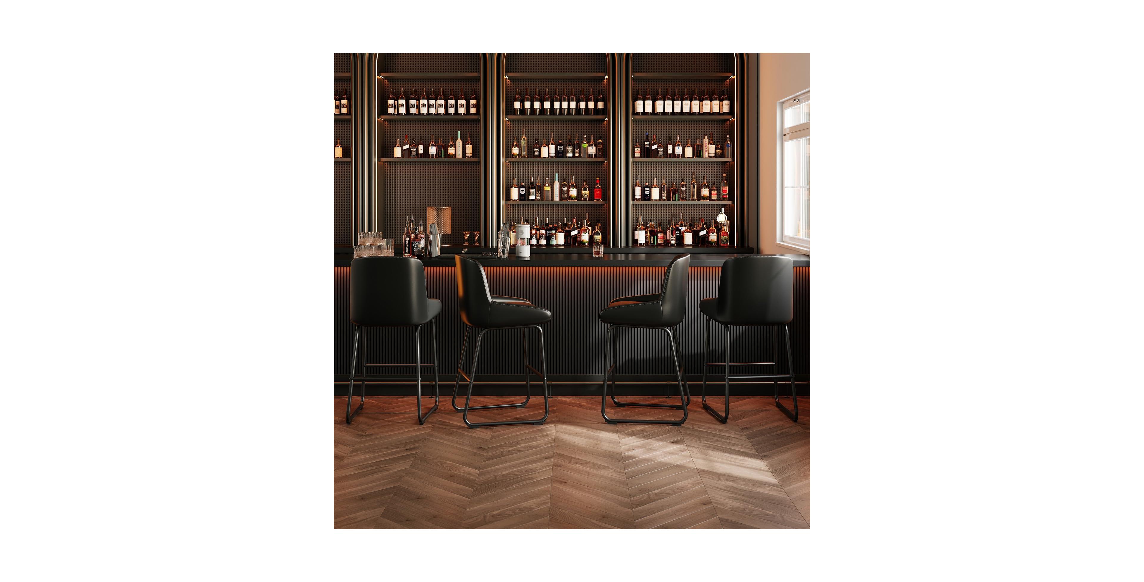 gaomon Home Counter Height Bar Stools Pu Leather Barstools with Back and Footrest Industrial Metal Frame