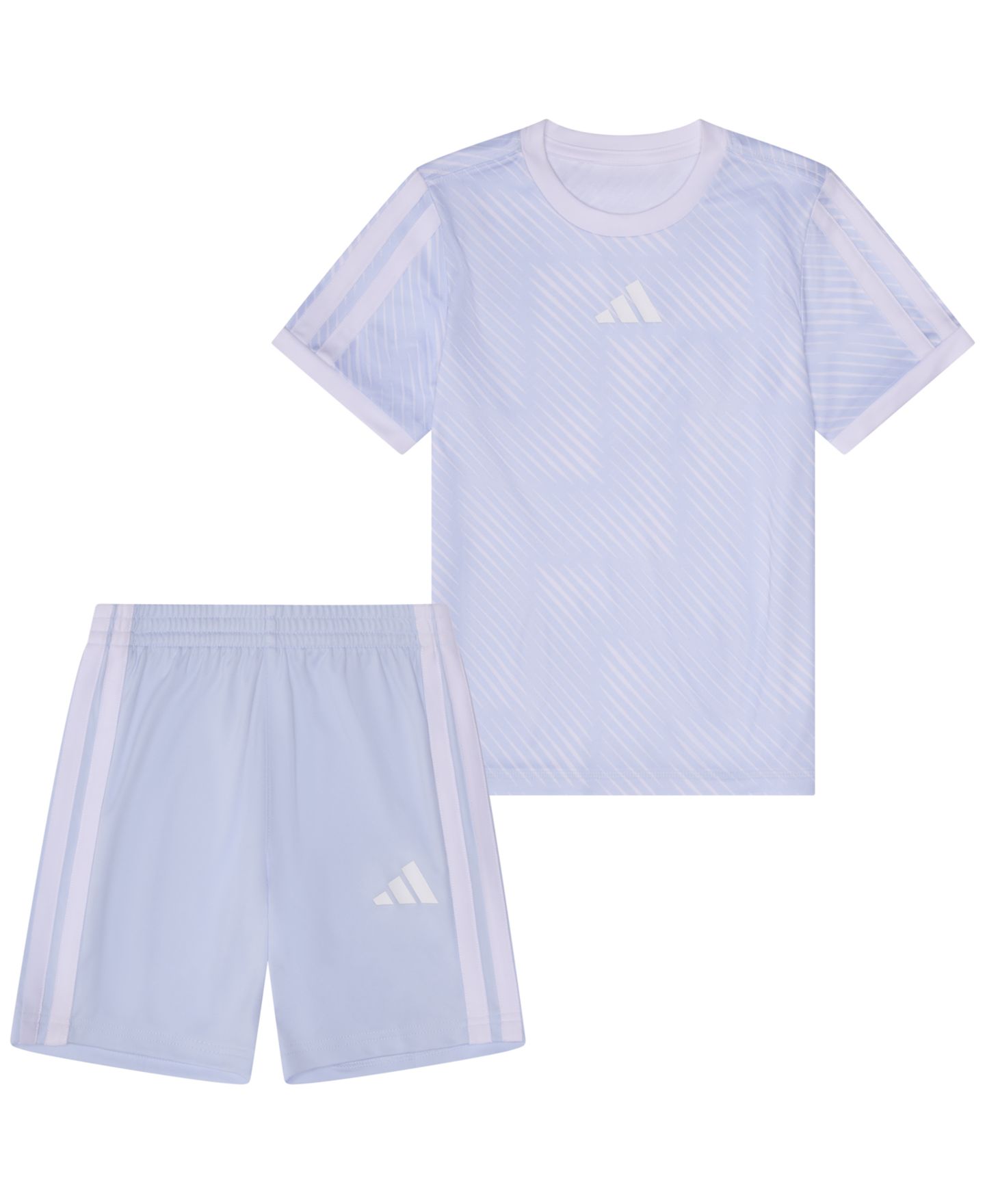 Комплект для мальчика adidas: футболка с принтом и шорты, 2 предмета, цвет: Небесно-голубой — фото 1