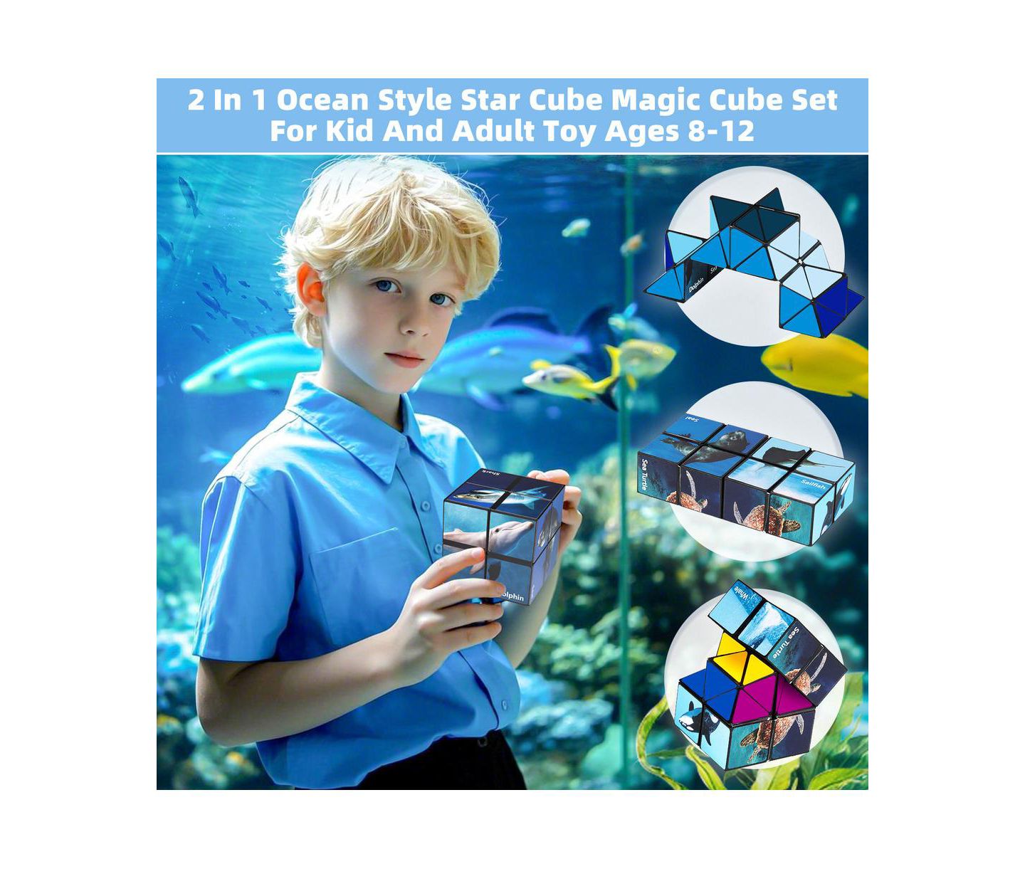 Детский пазл Bruce & Shark 2-in-1 Ocean Split Magic Cube Puzzle, Ages 8+, цвет: Розовый — фото 4