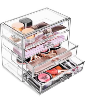 4 Drawer Clear Makeup Organizer and Storage for Cosmetics, Jewelry and more Clear Makeup Organizer for Vanity, College Dorm
