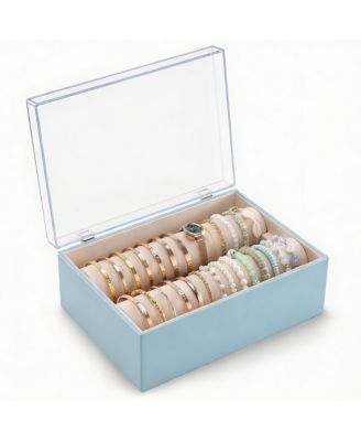 Clear Lid Bangle Organizer Box with Metal Closure - Perfect for Women's Jewelry