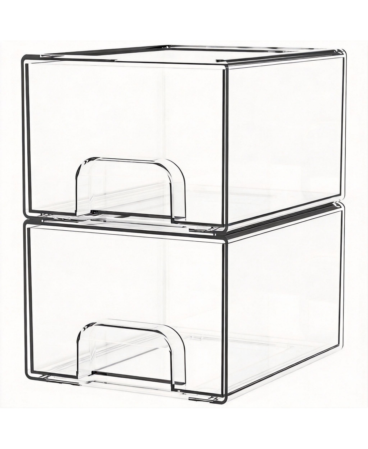 Yigii 2 Pack -Clear Stackable Acrylic Drawers for Bathroom, Office, and Home Organization