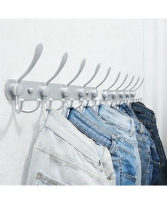 Heavy Duty Stainless Steel 5-Tri Hook Wall Rack for Hats, Coats, Towels, Silver