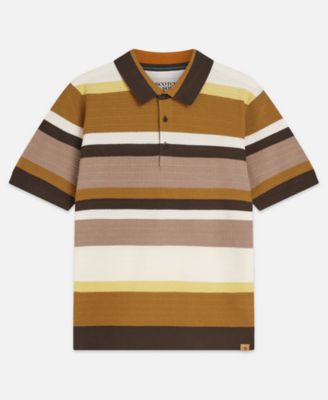 Men's Striped Knitted Polo Shirt