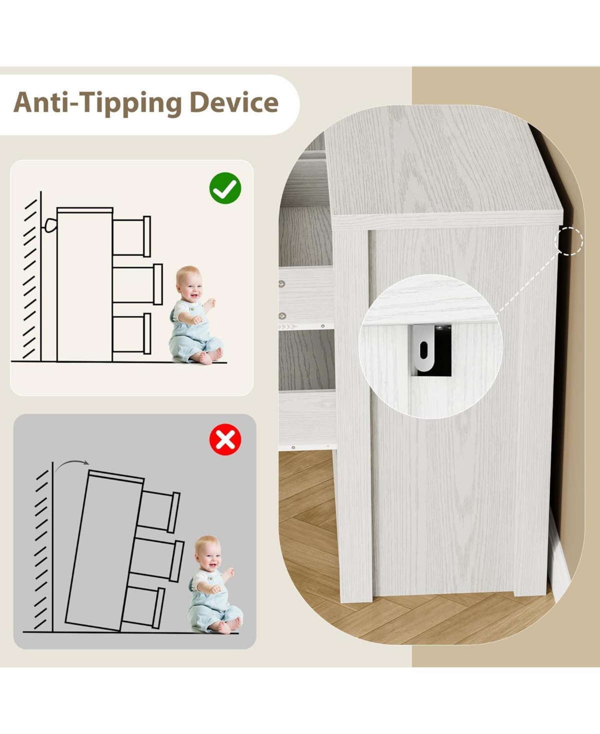 gaomon 6 Drawer Dresser for Bedroom, Wide Wood Chest of Drawers Handle Free, Large Modern Dresser Storage Cabinet for Living Room, Hallway