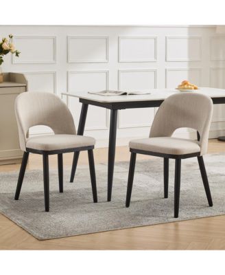 Modern Wooden Dining Chairs Set, Fabric Upholstered High Back Deep Seat Kitchen & Dining Room Chairs