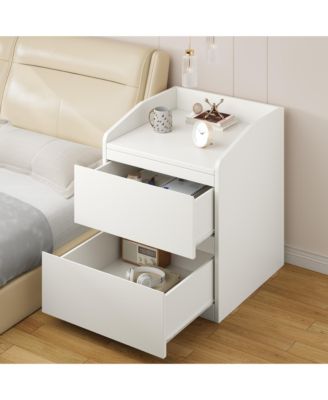 Modern Handle-Free 2-Drawer Nightstand with Storage for Bedroom or Office