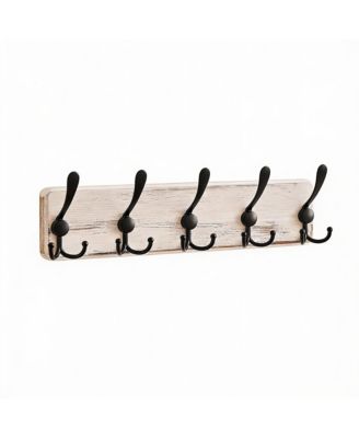 Farmhouse Rustic Wall Coat Rack 5 Hooks Heavy Duty
