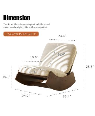 Corduroy Retro Striped Glider Rocking Chair Solid Wood Frame Accent Reading Chair for Bedroom Living Room Nursery