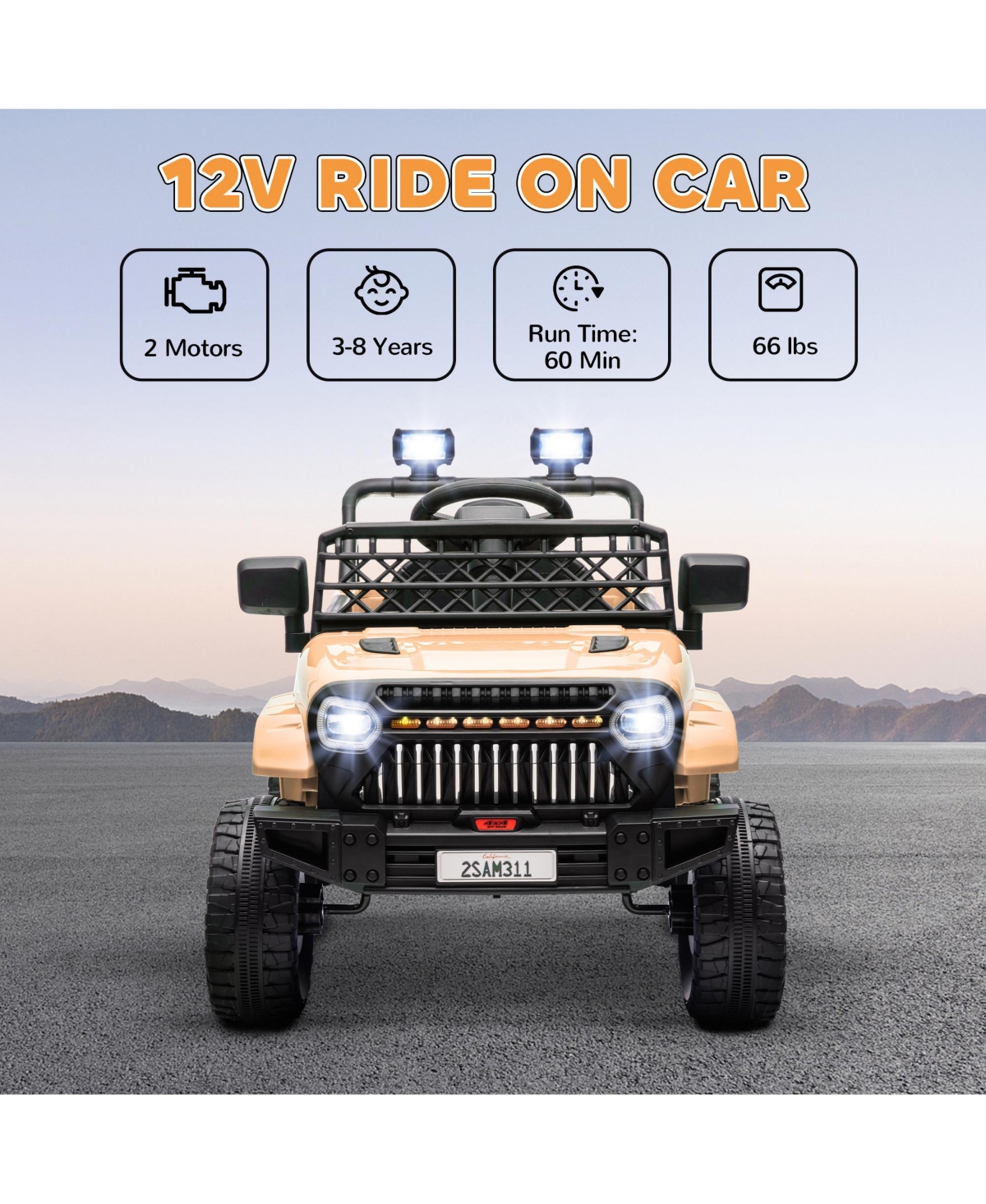 Hongge 12V Kids Electric Ride On Truck with Music and Lights