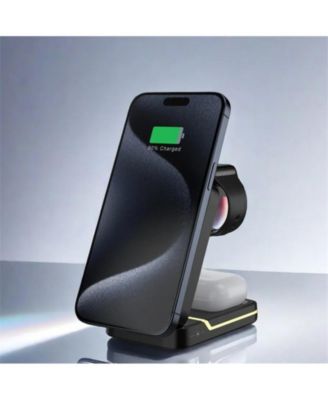 3-in-1 Magnetic Wireless Charger - Fast Charging Foldable Stand for Earphones, Watch and Phone, Phone Stand