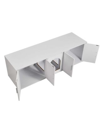 Modern Hidden Cat Litter Box - 58"  Wooden Enclosure Furniture