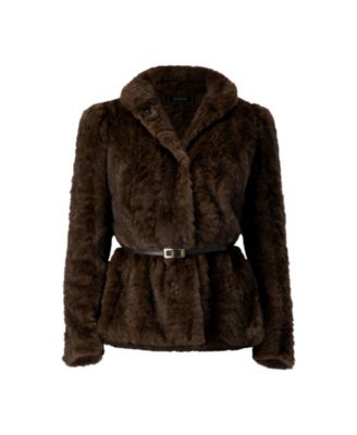 Women's Plush Belted Fake Fur Coat