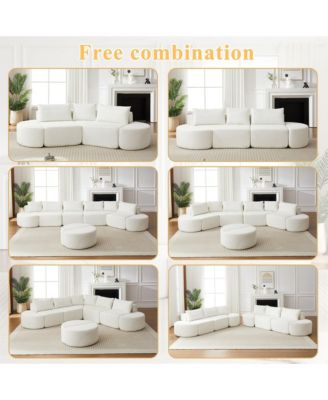 106.3" V-Shaped Modular Sectional Sofa Set, Chenille Couch with 3 Cushions & 2 Armless Ottomans