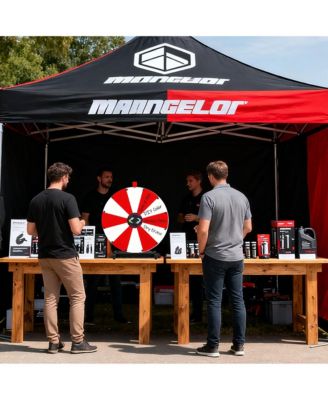 WinSpin 24" Pop Up Display Tabletop Prize Wheel Red & White Trade Show Display Spinning Wheel 12 Slots for Outdoor Booths Exhibition Events