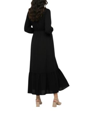 Puff Sleeve Ruffle Midi Dress - Motherhood